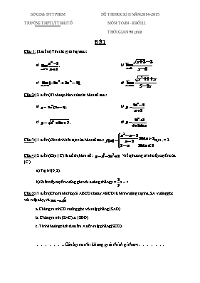 Đề thi 90 phút học kì II môn Toán - Khối 11